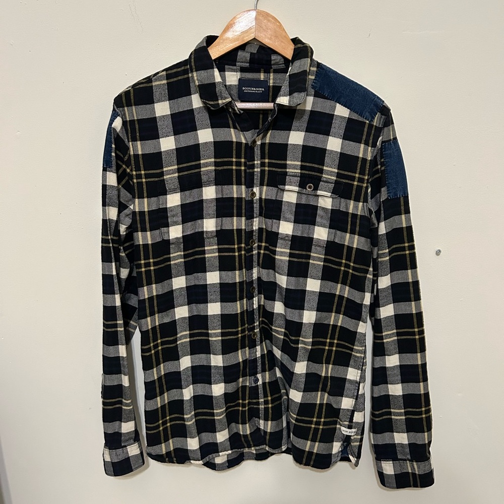 Scotch & Soda Amsterdams Blauw Plaid Flannel Button Down Shirt